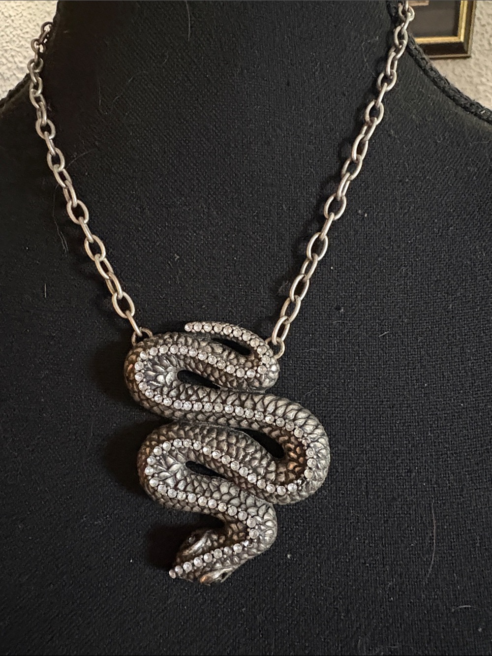 House of Dereon Silver-Tone Crystal Snake Pendant Necklace